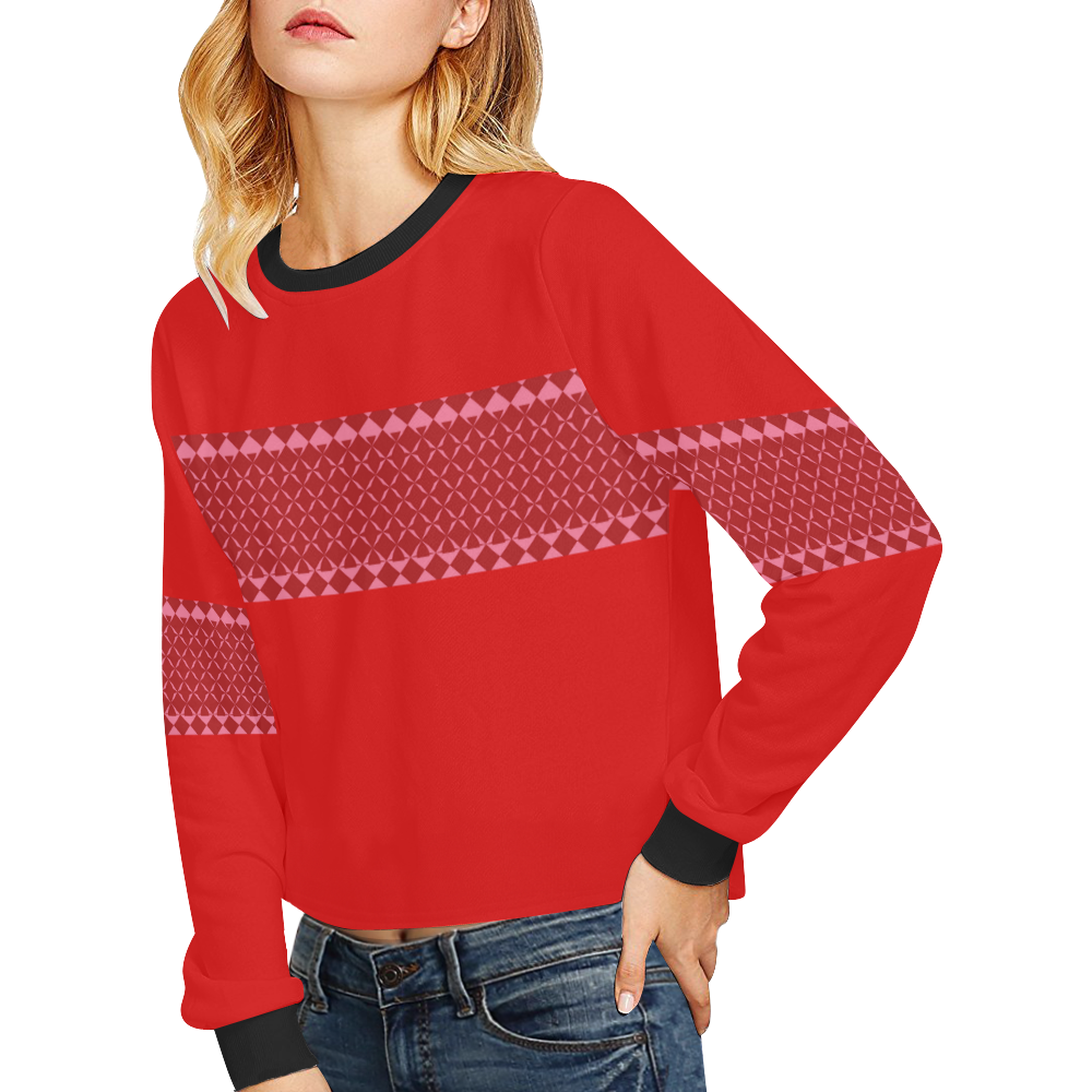 Middi Red Crop Pullover Sweatshirts for Women (Model H20)