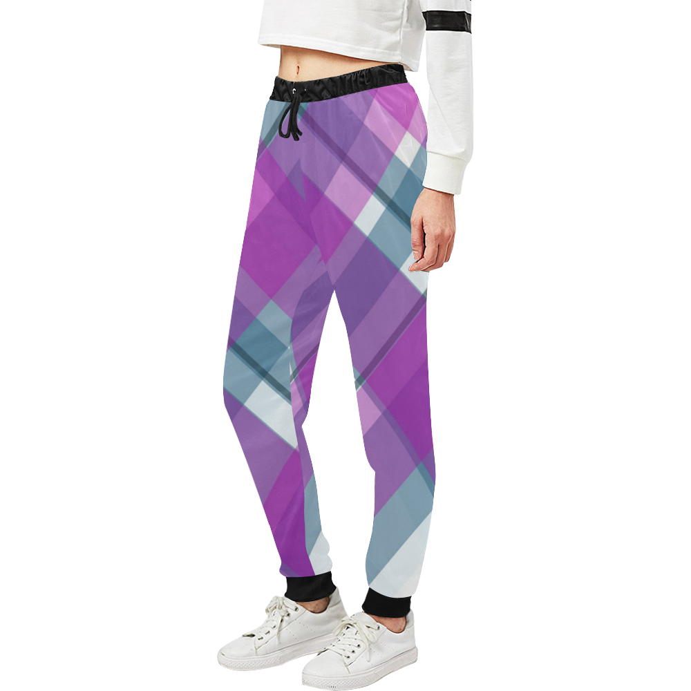 Purple Plaid 1 Unisex All Over Print Sweatpants (Model L11)