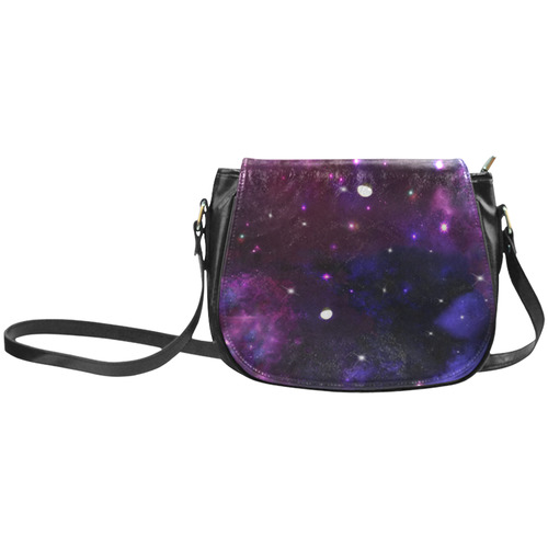 Midnight Blue Purple Galaxy Classic Saddle Bag/Small (Model 1648)