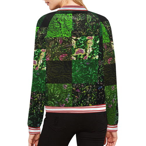 Foliage Patchwork #1 All Over Print Bomber Jacket for Women (Model H21)