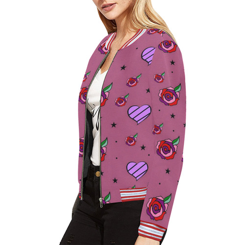 Love Popart by Nico Bielow All Over Print Bomber Jacket for Women (Model H21)