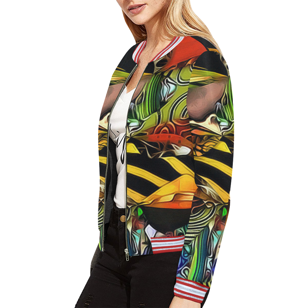 Mindworks Collage #7 All Over Print Bomber Jacket for Women (Model H21)