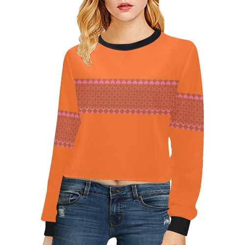 Middi Orange Crop Pullover Sweatshirts for Women (Model H20)