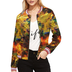 Letric Watercolor All Over Print Bomber Jacket for Women (Model H21)