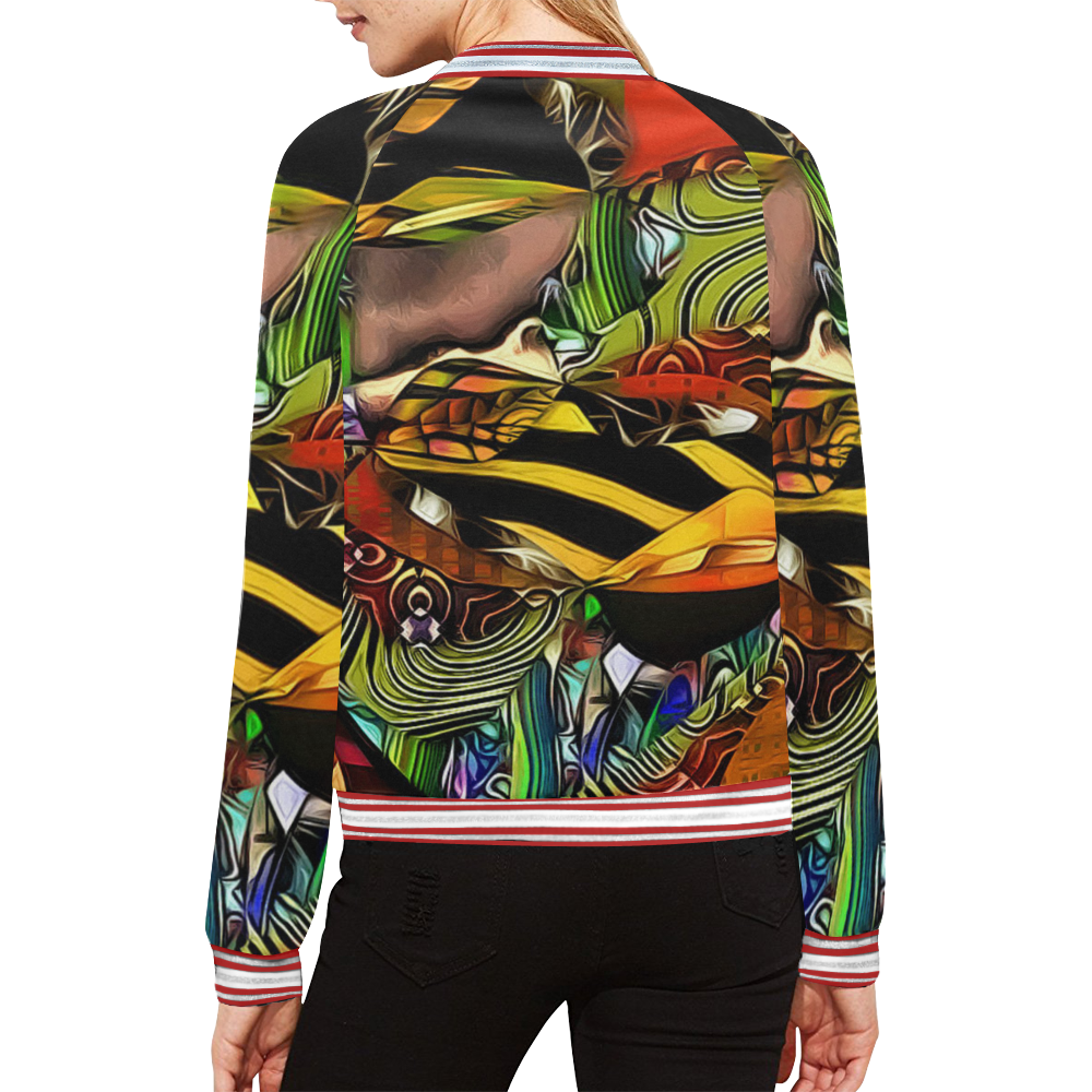 Mindworks Collage #7 All Over Print Bomber Jacket for Women (Model H21)