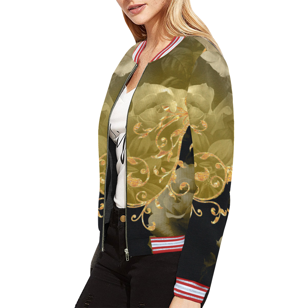 A touch of vintage All Over Print Bomber Jacket for Women (Model H21)