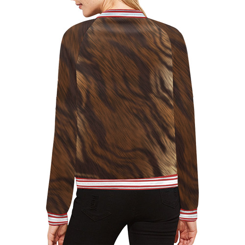 Animal Fur All Over Print Bomber Jacket for Women (Model H21)