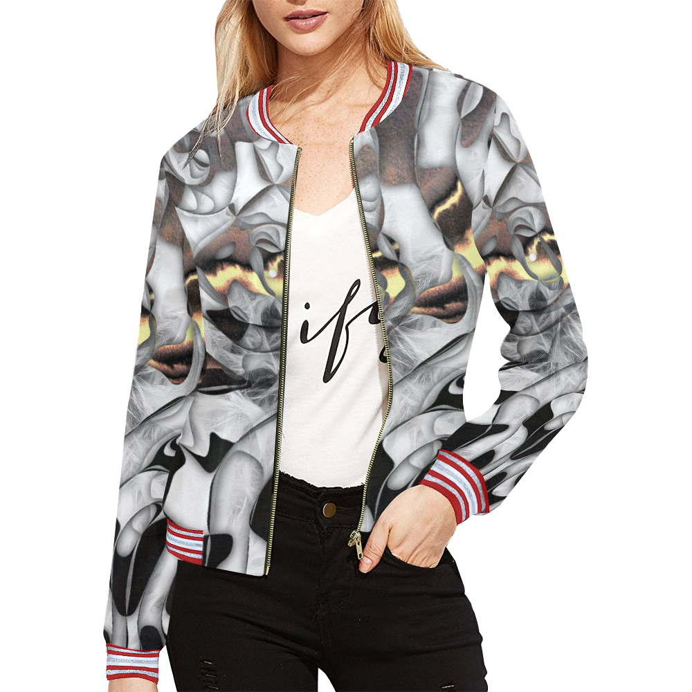 Mindworks Collage #3 All Over Print Bomber Jacket for Women (Model H21)