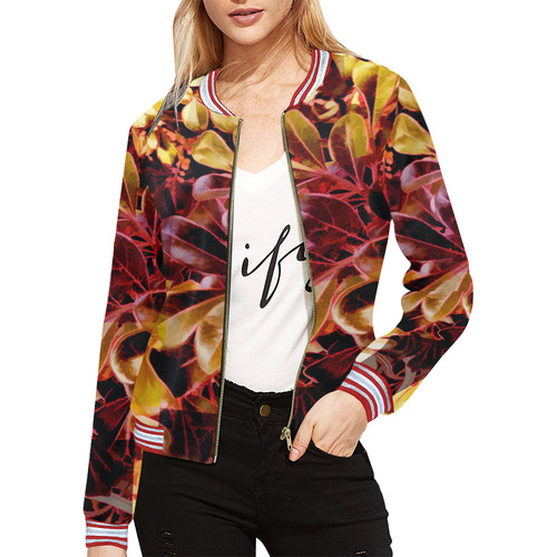 Foliage Patchwork #11 All Over Print Bomber Jacket for Women (Model H21)