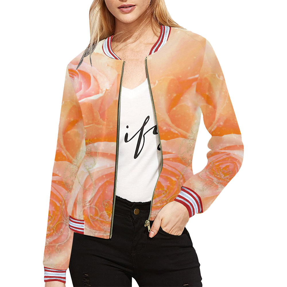 Beautiful roses, All Over Print Bomber Jacket for Women (Model H21)