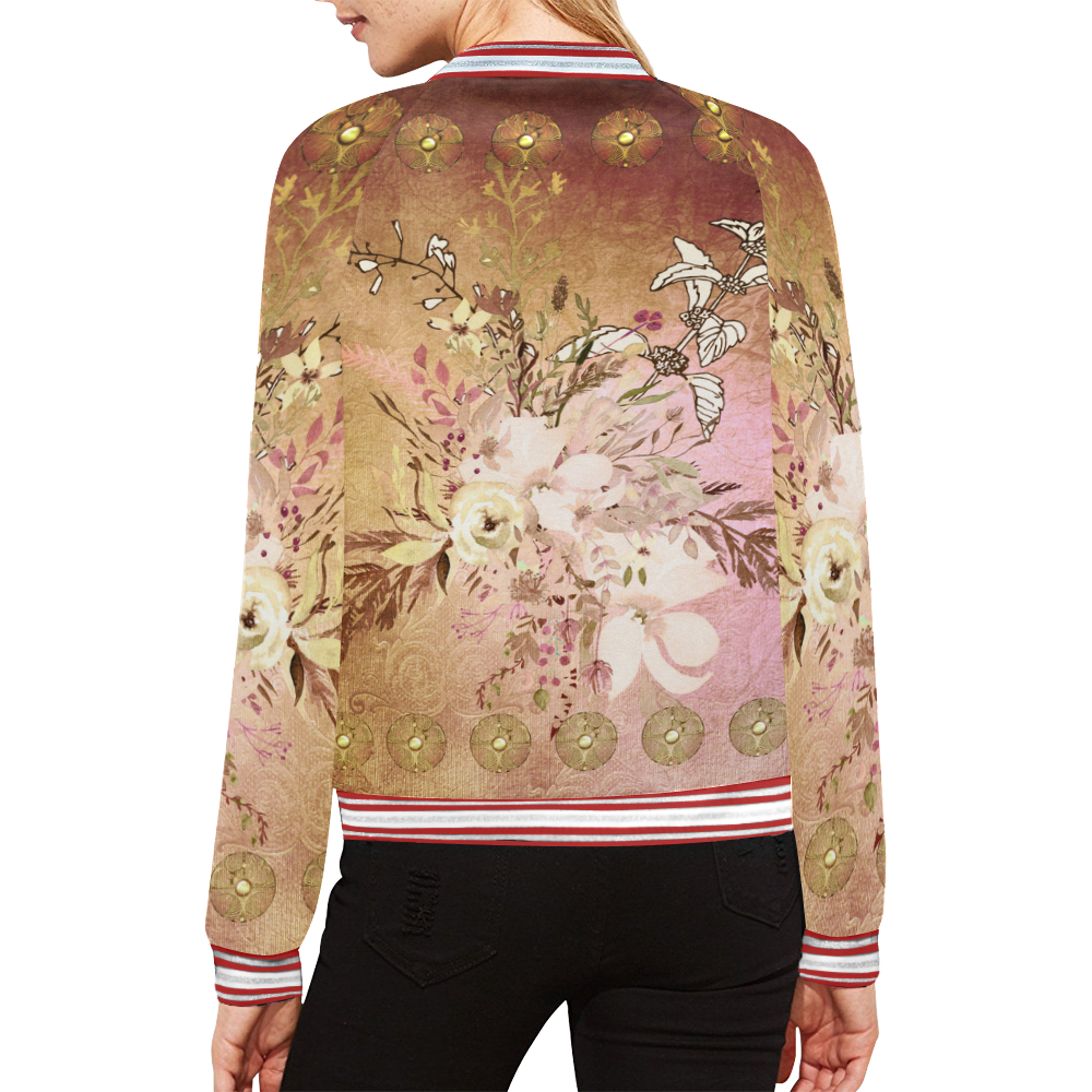 Wonderful floral design, vintage All Over Print Bomber Jacket for Women (Model H21)