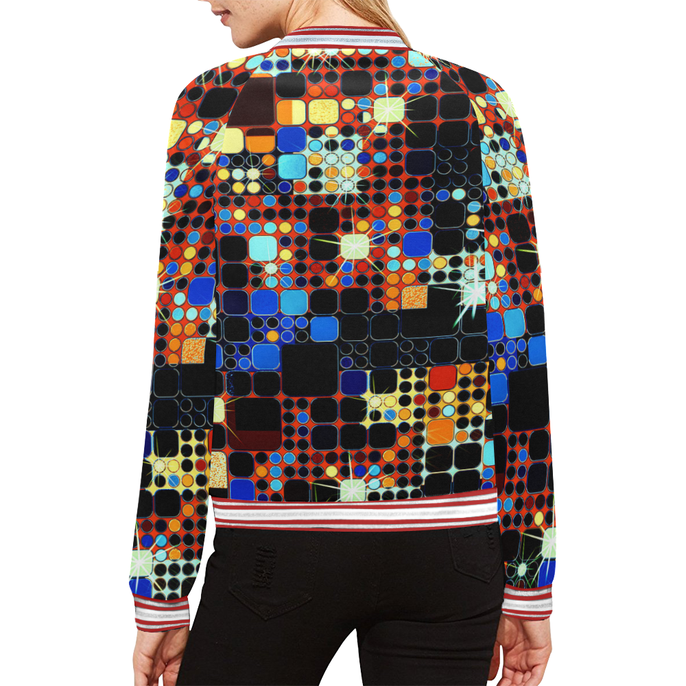 TechTile #7 All Over Print Bomber Jacket for Women (Model H21)