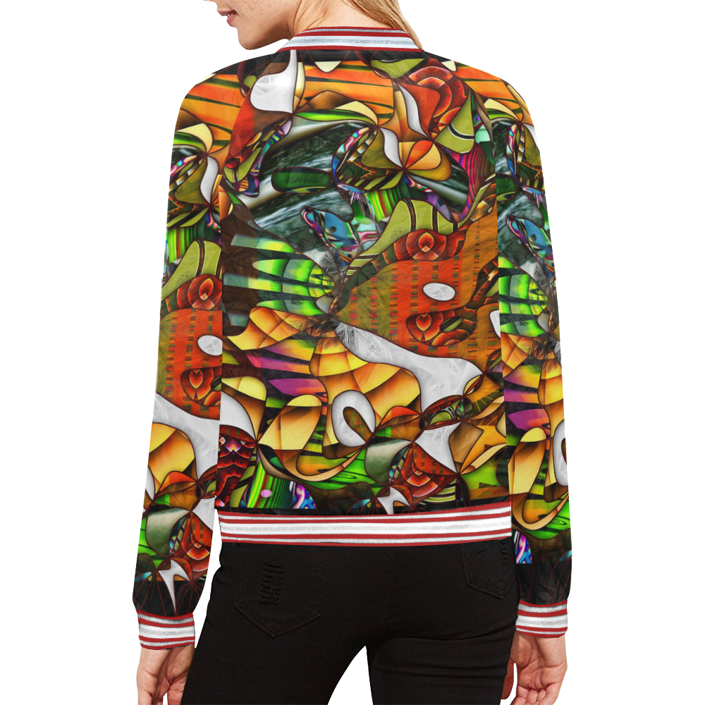 Mindworks Collage #5 All Over Print Bomber Jacket for Women (Model H21)