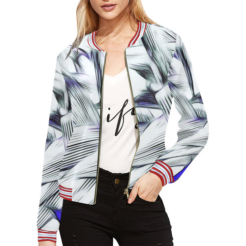 Foliage #8 White All Over Print Bomber Jacket for Women (Model H21)