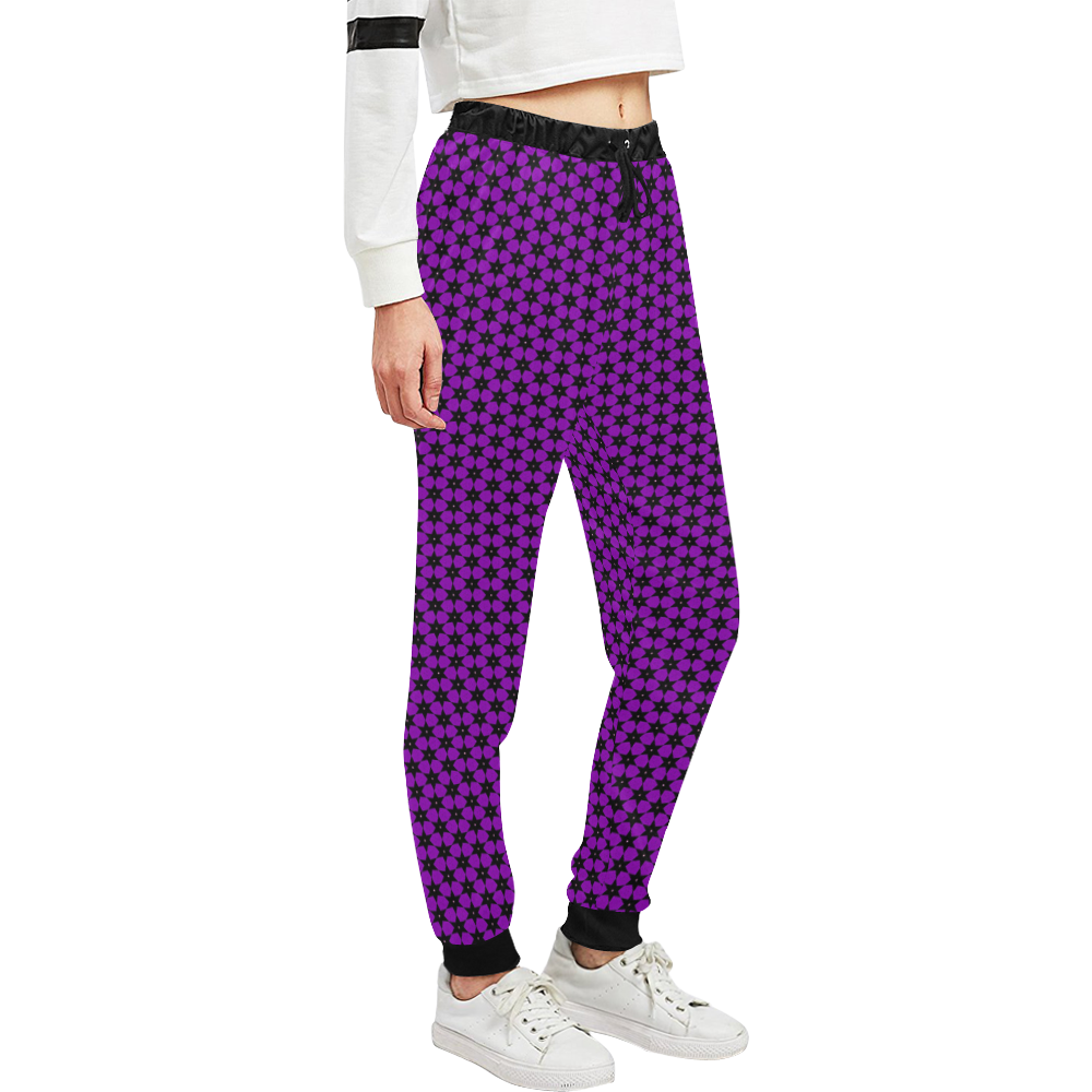 Purple Star Lattice Unisex All Over Print Sweatpants (Model L11)