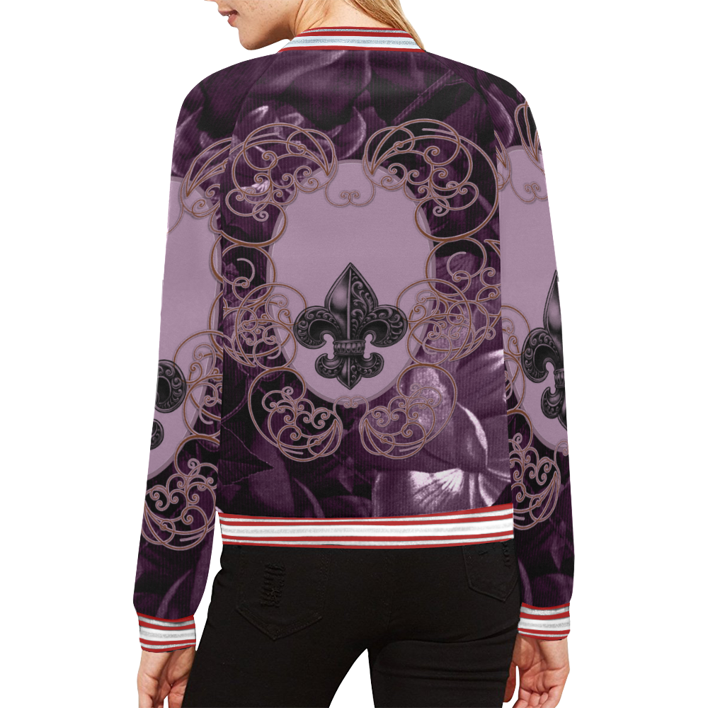 Flowers in soft violet colors All Over Print Bomber Jacket for Women (Model H21)