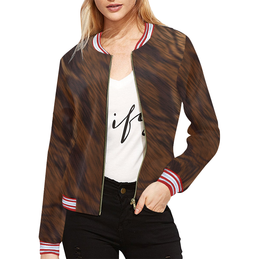 Animal Fur All Over Print Bomber Jacket for Women (Model H21)