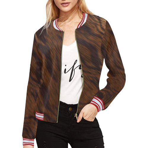 Animal Fur All Over Print Bomber Jacket for Women (Model H21)