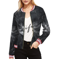 Cotton  Light (Black) All Over Print Bomber Jacket for Women (Model H21)