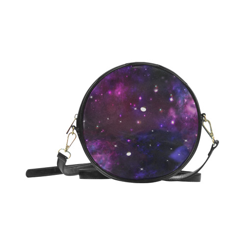 Midnight Blue Purple Galaxy Round Sling Bag (Model 1647)