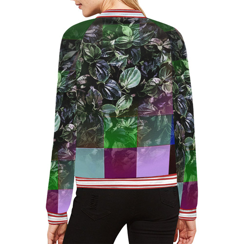 Foliage Patchwork #13 All Over Print Bomber Jacket for Women (Model H21)