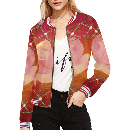Beautiful soft roses All Over Print Bomber Jacket for Women (Model H21)