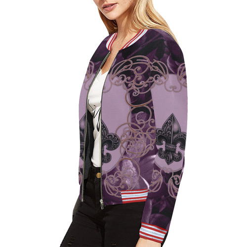 Flowers in soft violet colors All Over Print Bomber Jacket for Women (Model H21)