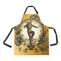 Steampunk, man, clocks and gears All Over Print Apron