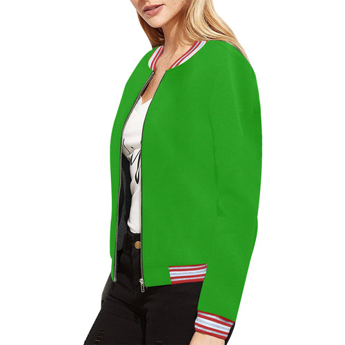 Green by Artdream All Over Print Bomber Jacket for Women (Model H21)