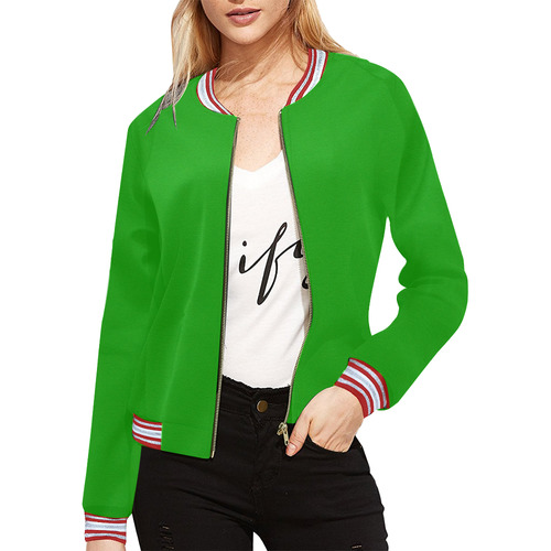 Green by Artdream All Over Print Bomber Jacket for Women (Model H21)