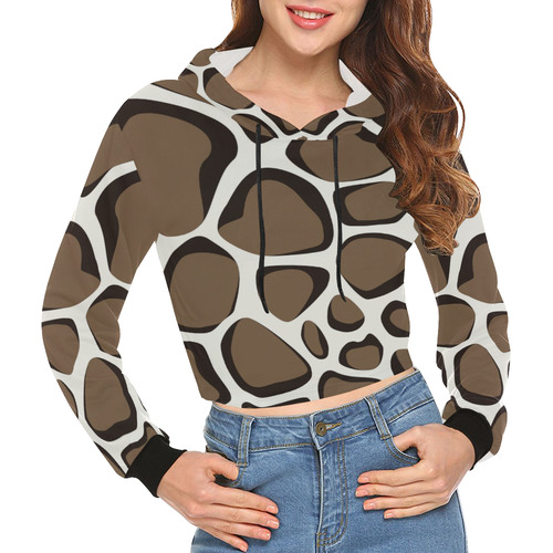 Animal by Artdream All Over Print Crop Hoodie for Women (Model H22)