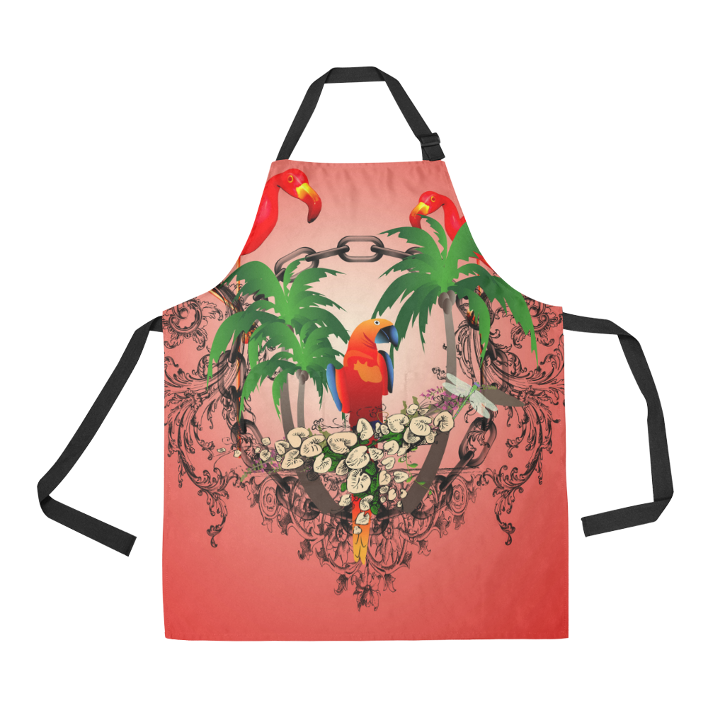 Funny parrot, tropical design All Over Print Apron