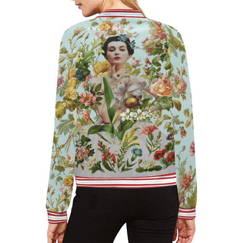Flowers Abound All Over Print Bomber Jacket for Women (Model H21)