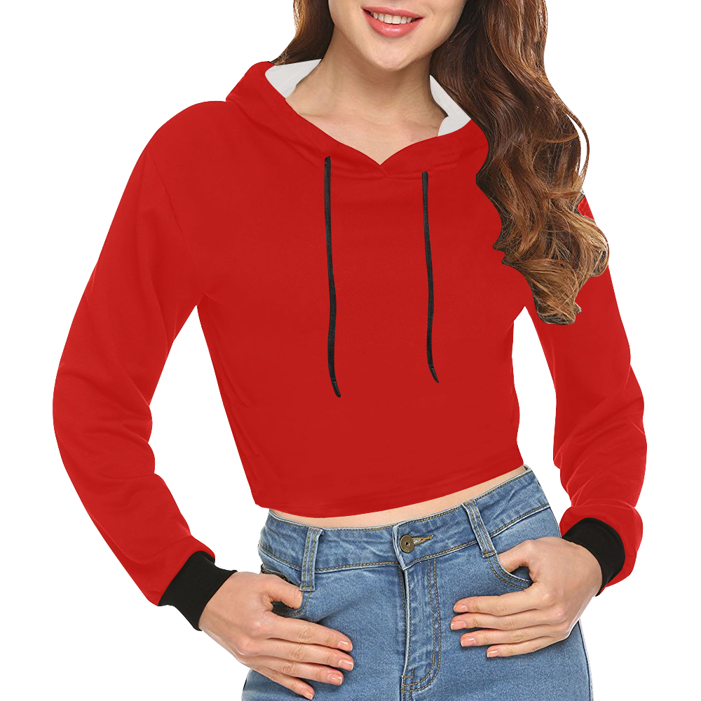 Red by Artdream All Over Print Crop Hoodie for Women (Model H22)