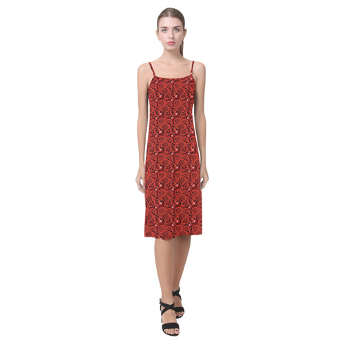 Cherry Tomato Red Hearts Alcestis Slip Dress (Model D05)