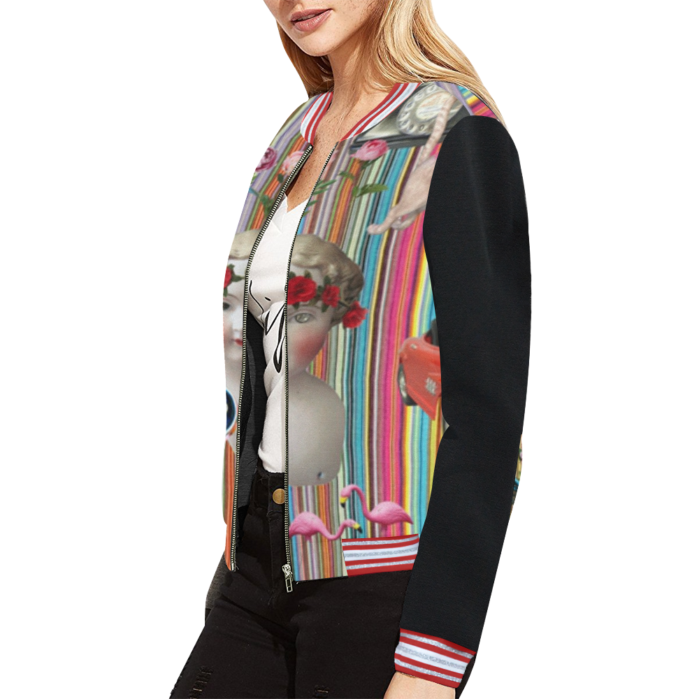 Weekend Away All Over Print Bomber Jacket for Women (Model H21)
