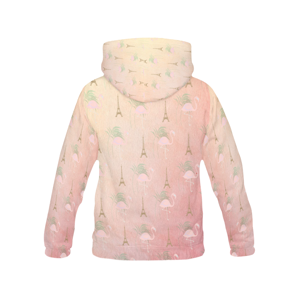 Faded Parisian Flamingoes All Over Print Hoodie for Women (USA Size) (Model H13)