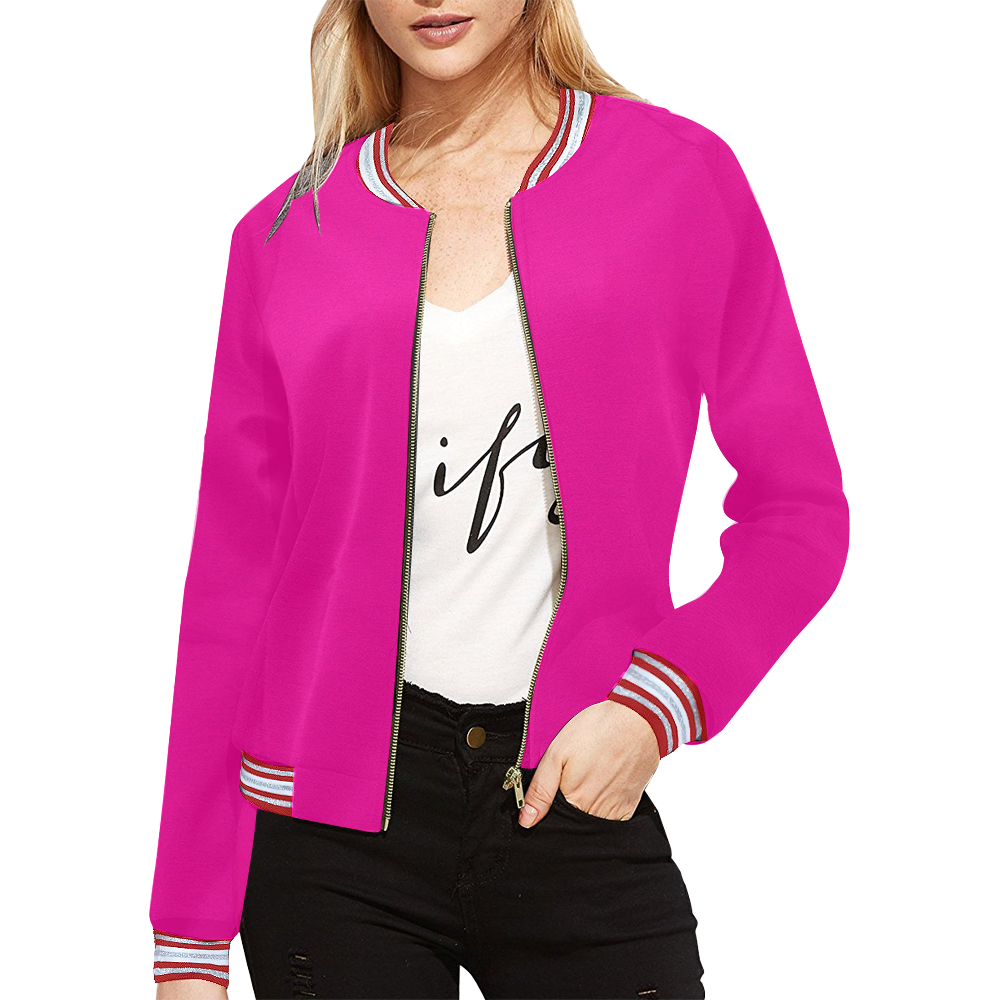 Pink by Artdream All Over Print Bomber Jacket for Women (Model H21)