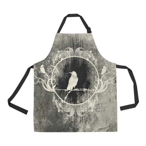 The crow with flowers, vintage design All Over Print Apron