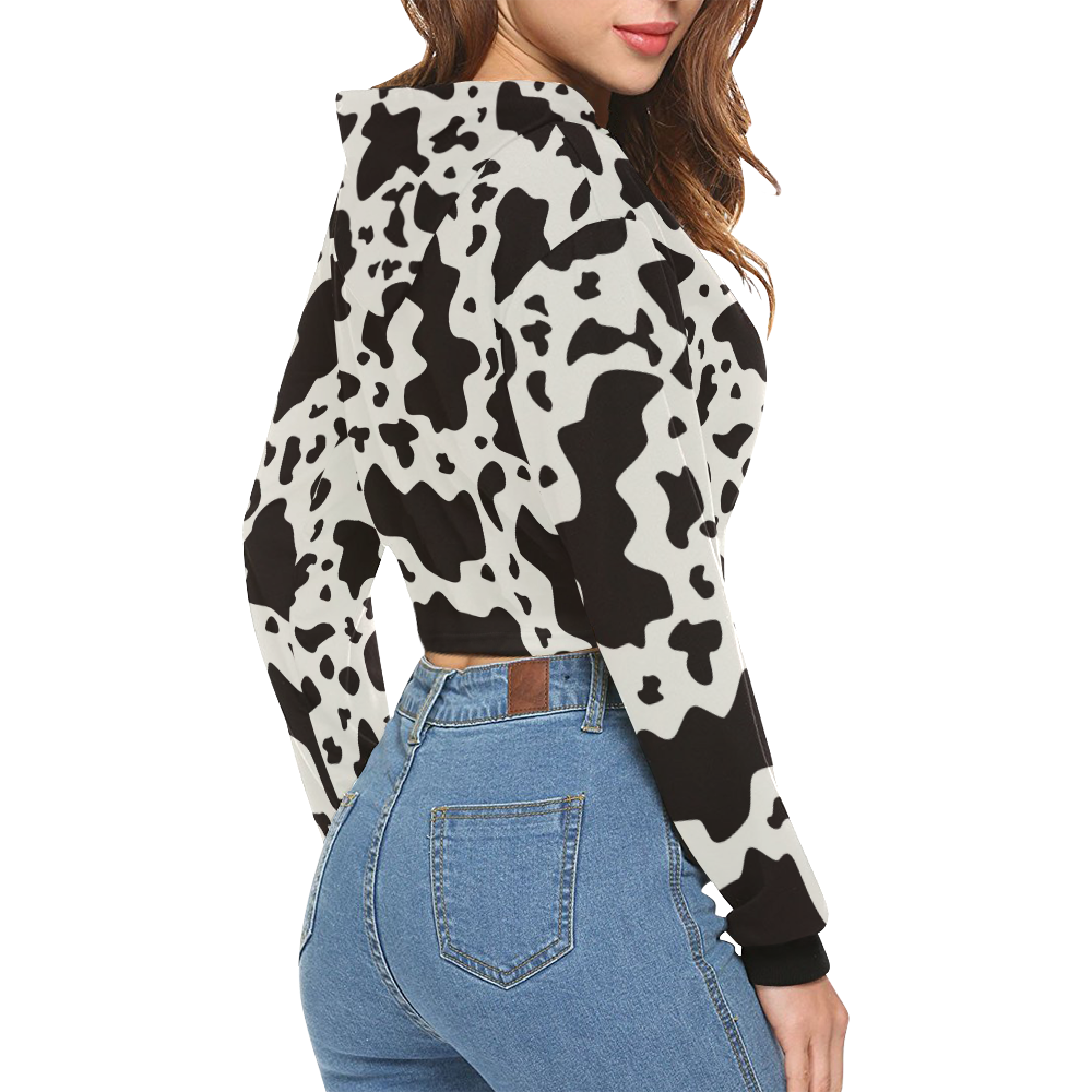 Cow by Artdream All Over Print Crop Hoodie for Women (Model H22)