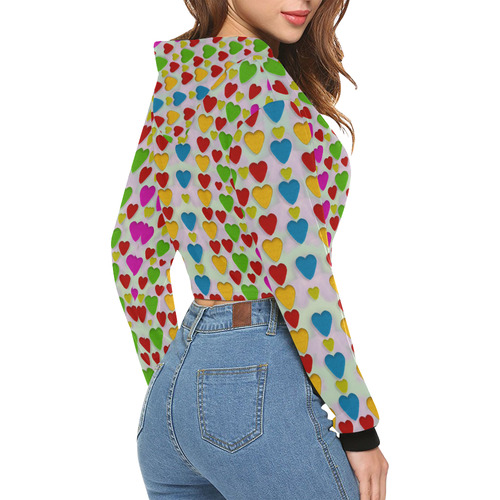 So sweet and hearty as love can be All Over Print Crop Hoodie for Women (Model H22)