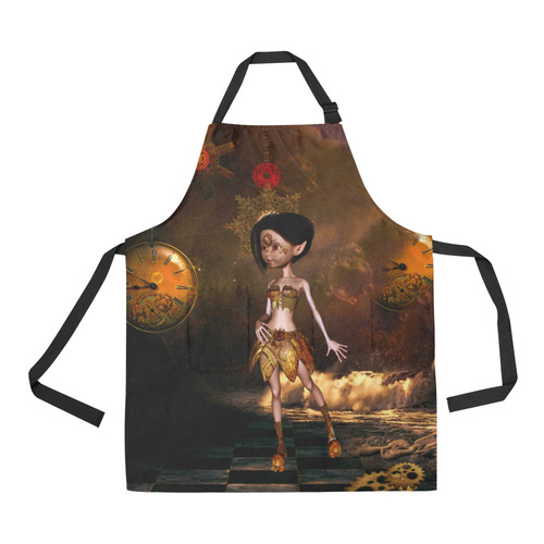 Sweet steampunk girl on the beach All Over Print Apron