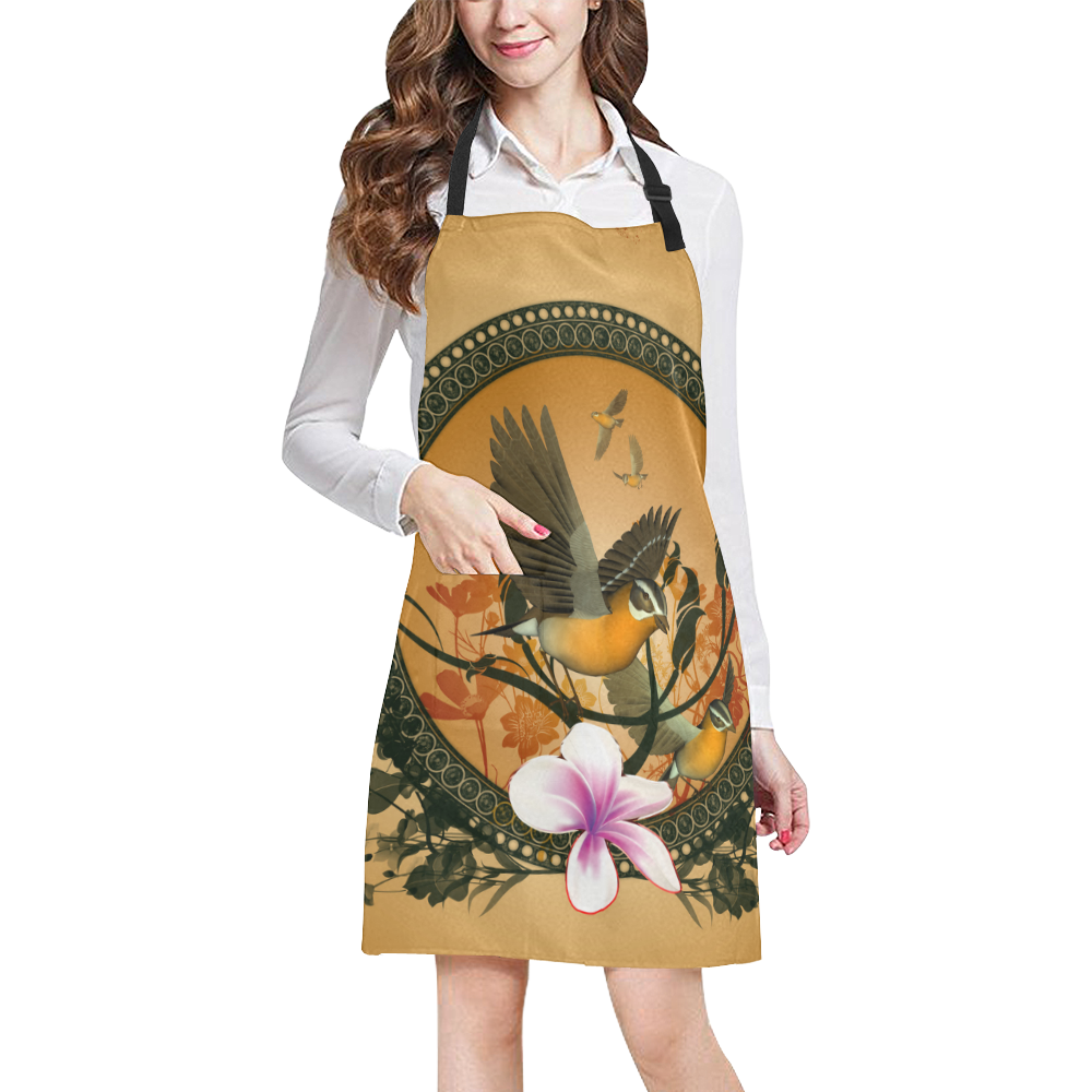 Birds with flowers All Over Print Apron