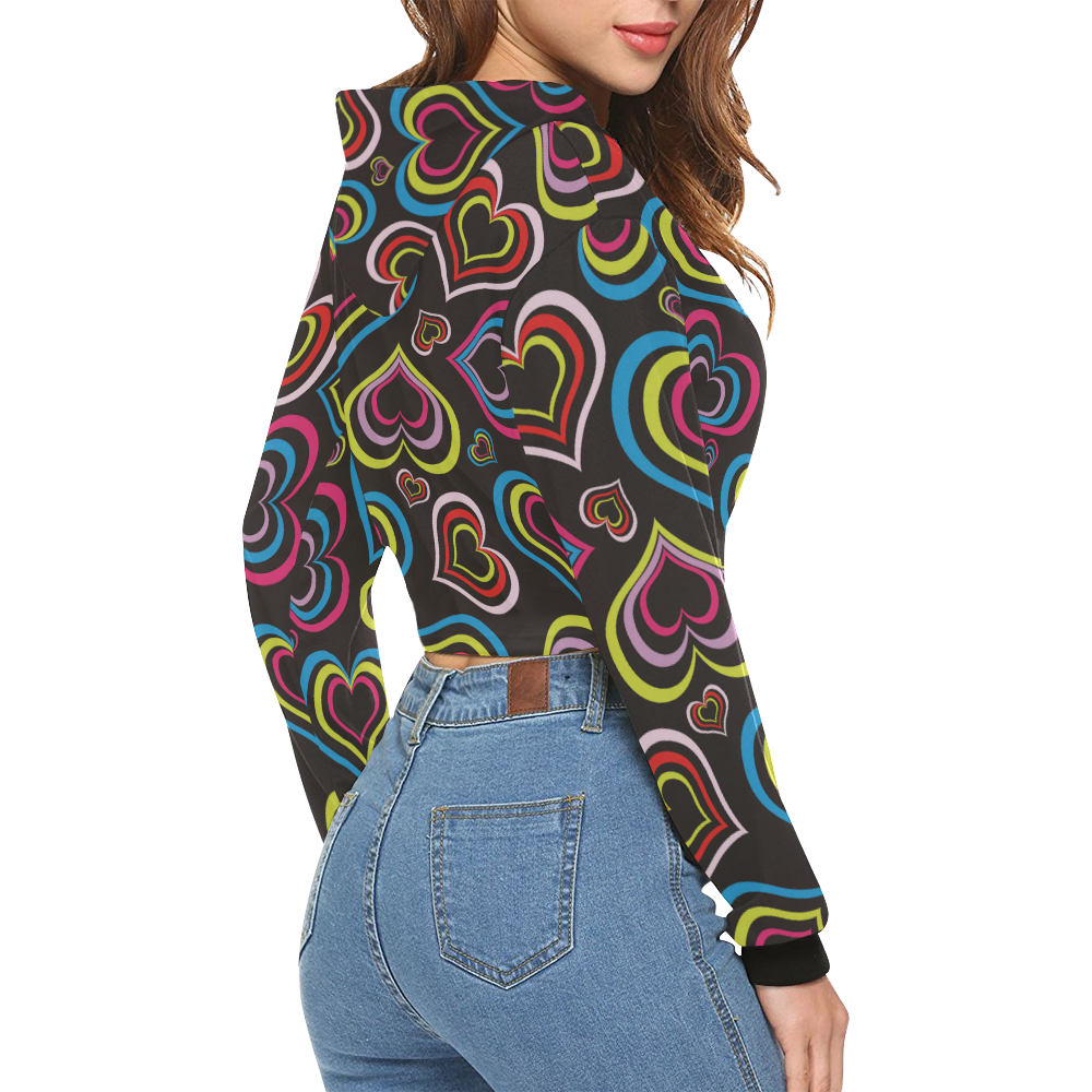 Heart by Artdream All Over Print Crop Hoodie for Women (Model H22)