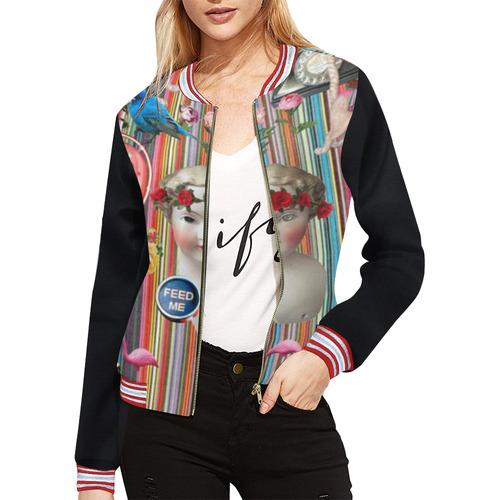 Weekend Away All Over Print Bomber Jacket for Women (Model H21)