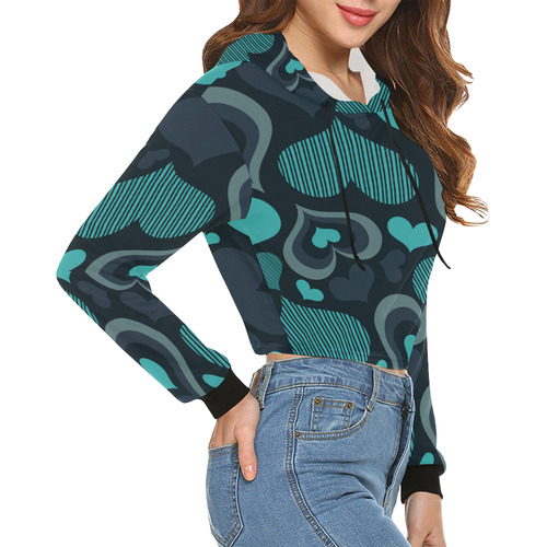 Heart by Artdream All Over Print Crop Hoodie for Women (Model H22)