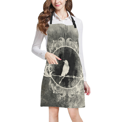 The crow with flowers, vintage design All Over Print Apron