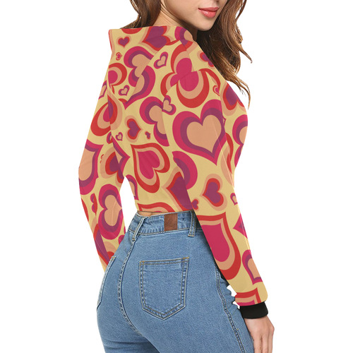 Heart by Artdream All Over Print Crop Hoodie for Women (Model H22)