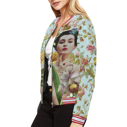Flowers Abound All Over Print Bomber Jacket for Women (Model H21)