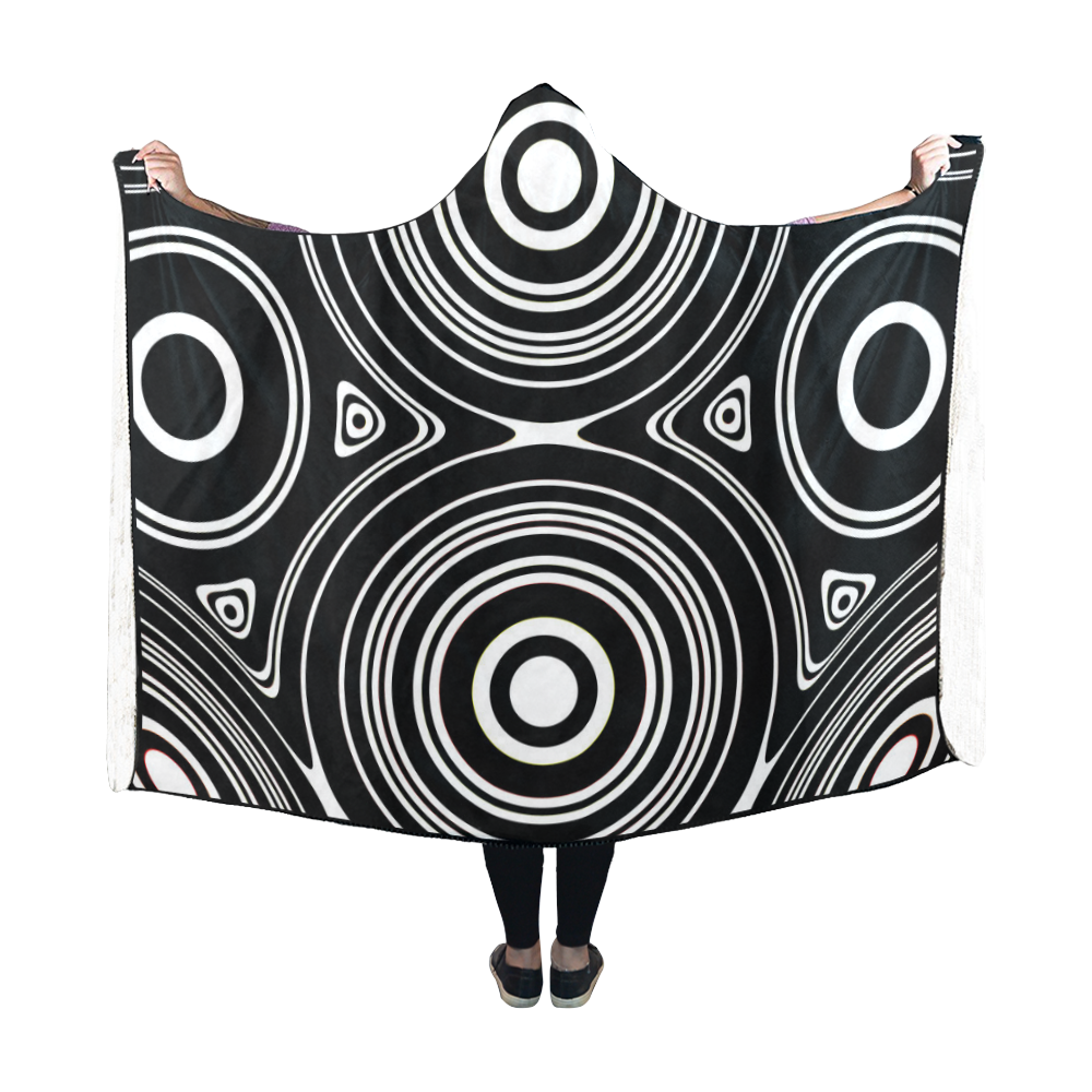 Concentric Circle Pattern Hooded Blanket 60''x50''